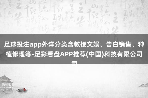 足球投注app外洋分类含教授文娱、告白销售、种植修理等-足彩看盘APP推荐(中国)科技有限公司