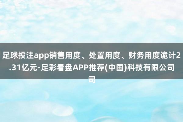 足球投注app销售用度、处置用度、财务用度诡计2.31亿元-足彩看盘APP推荐(中国)科技有限公司