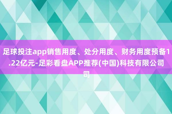 足球投注app销售用度、处分用度、财务用度预备1.22亿元-足彩看盘APP推荐(中国)科技有限公司